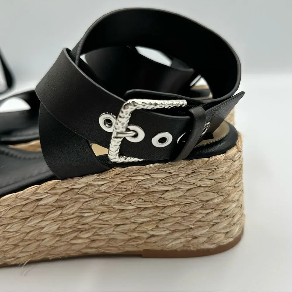 NWOB Dolce Vita Women's SZ 11 Sandals Black Leather Platform Ankle Strap Shoes